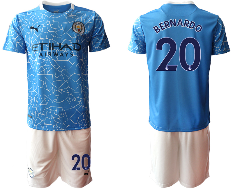 Men 2020-2021 club Manchester City home #20 blue Soccer Jerseys